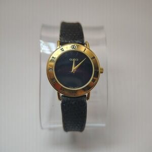 Vintage 1992 Authentic GUCCI 3001L SWISS Women's Quartz Watch Lizard Band‎